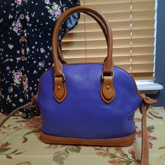 Vintage Dooney & Bourke Norfolk Hand Painted Violet Purple Satchel - Picture 2 of 15